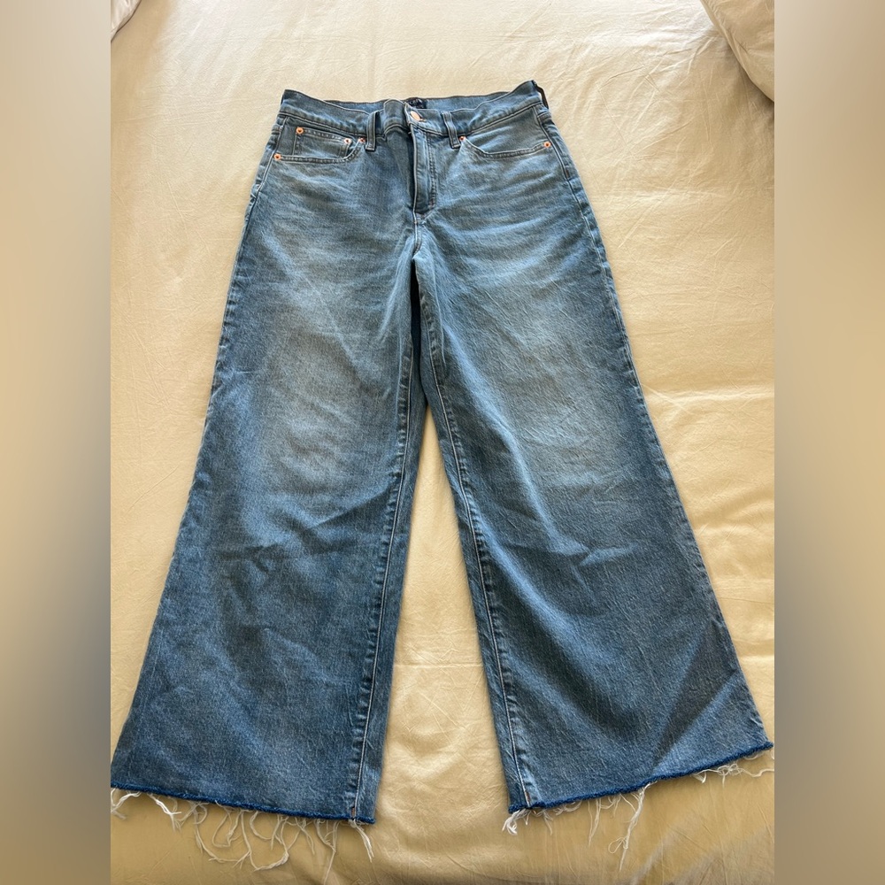 J. Crew Wide-Leg Crop Jeans in Denim Blue